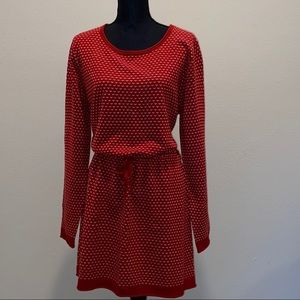 Red Long Sleeve Tunic Sweater Dress